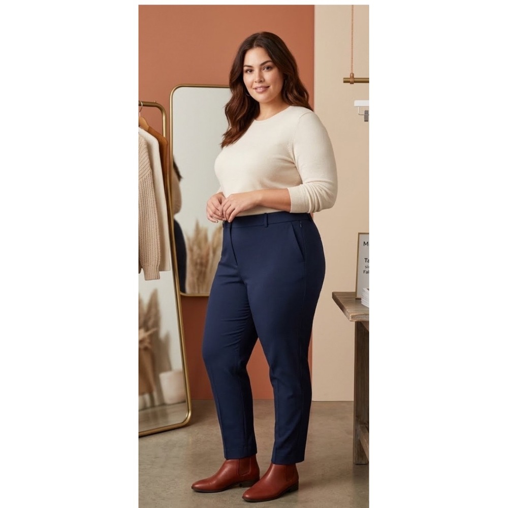 J.Crew Mercantile Frankie Tapered Pant Navy Blue Side Zip Plus Size 22 H5159